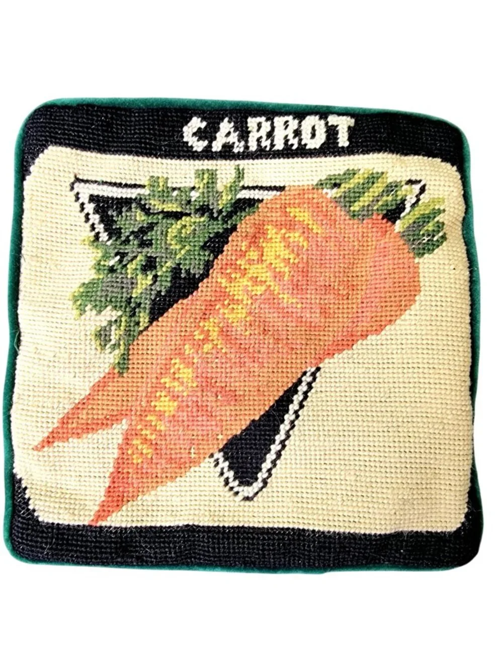Vintage 90s Vegetable Pillow Case Set Carrot Cabbage Home Decor Velvet Burlap 3